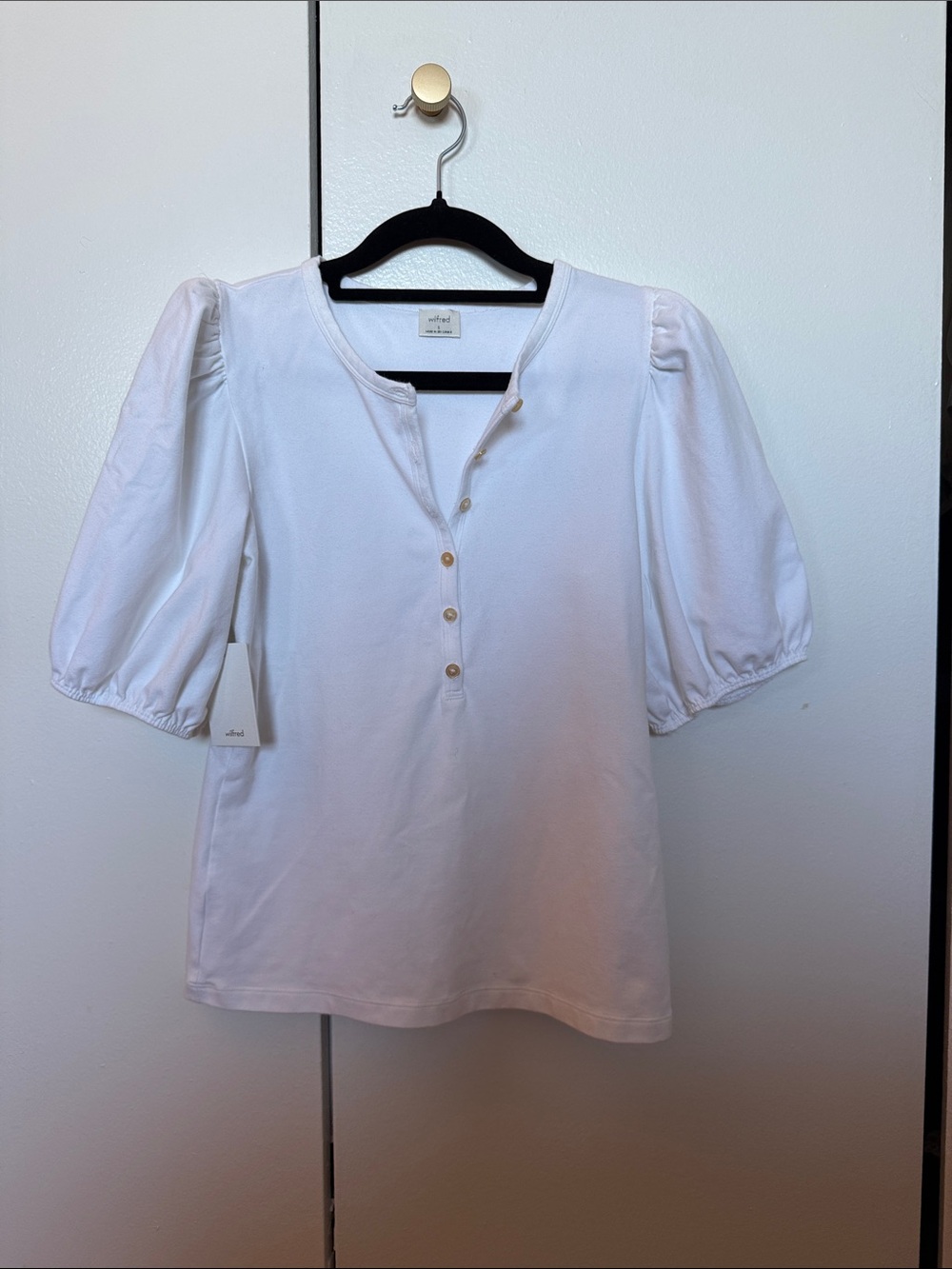 Wilfred White Puff-Sleeve Henley Top